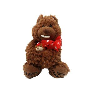 Creature Comforts Canada Beaver Holding Bear Stuffed Animal Plush "Beaver Hugs"